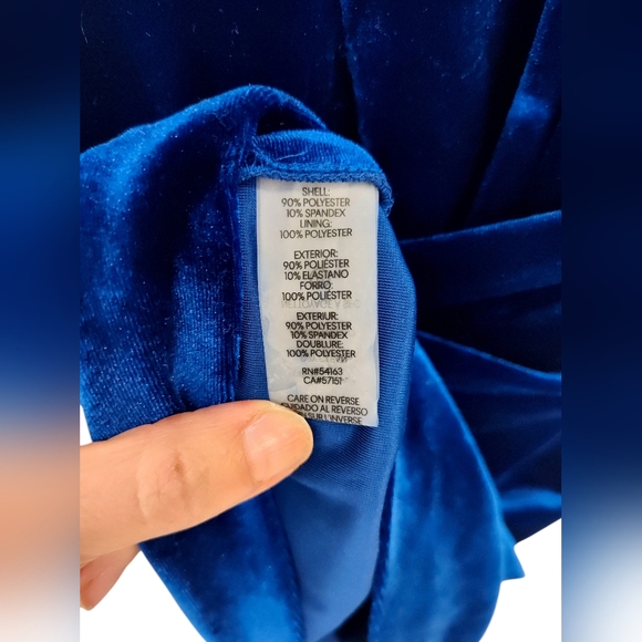 NWOT Calvin Klein Royal Blue Velvet Short Sleeve Dress, 10 - Picture 4 of 4